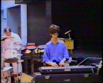 The Durutti Column in rehearsal at FAC 51 The Hacienda on 16 August 1987; (l-r) Bruce Mitchell, Vini Reilly