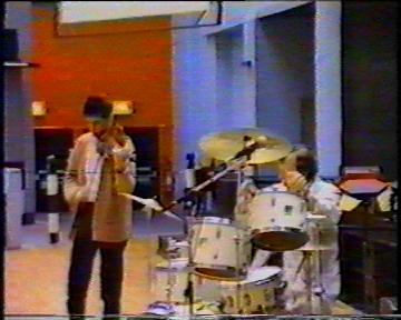The Durutti Column in rehearsal at FAC 51 The Hacienda on 16 August 1987; (l-r) John Metcalfe, Bruce Mitchell