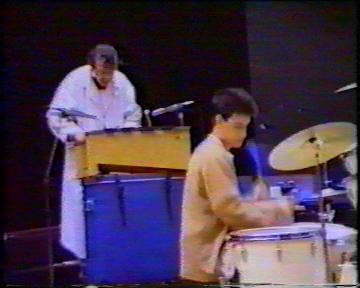 The Durutti Column in rehearsal at FAC 51 The Hacienda on 16 August 1987; Bruce Mitchell on xylophone, John Metcalfe on drums