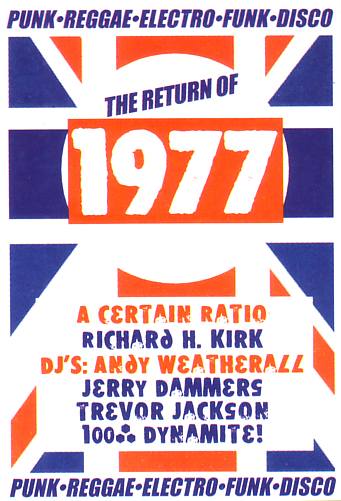 Back of Soul Jazz Records flyer for 'The Return of 1977' where ACR played live at Electrowerkz, Islington, London on Friday 29 March 2002