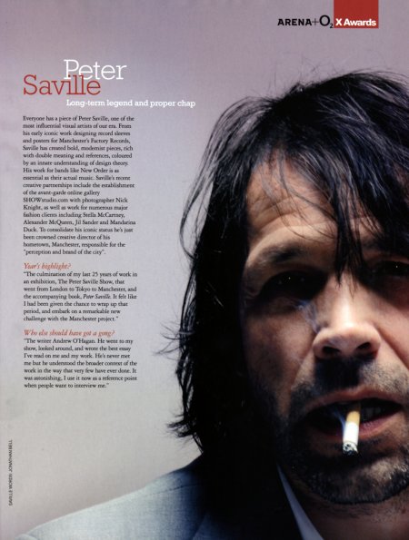 Peter Saville - Arena September 2004; article detail