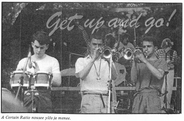 A Certain Ratio live at Kaivopuisto Park, Helsinki, 24 July 1981; photo courtesy Kevin Hewick