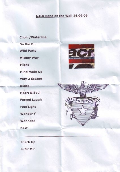 A Certain Ratio live: Band On The Wall, Manchester, 26 Sep 2009; setlist