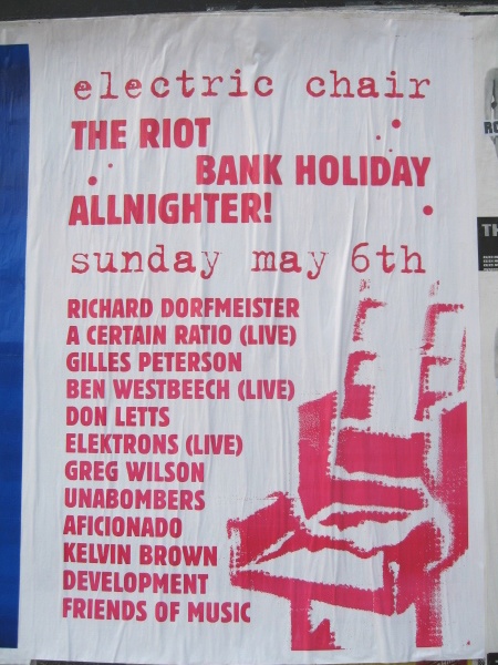 A Certain Ratio - Electric Chair, Manchester, Sunday 6 May 2007; flyer