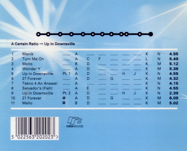 CDROB20 Up In Downsville; back cover detail