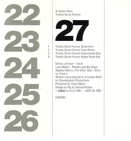 CDROB5 Twenty Seven Forever; insert detail
