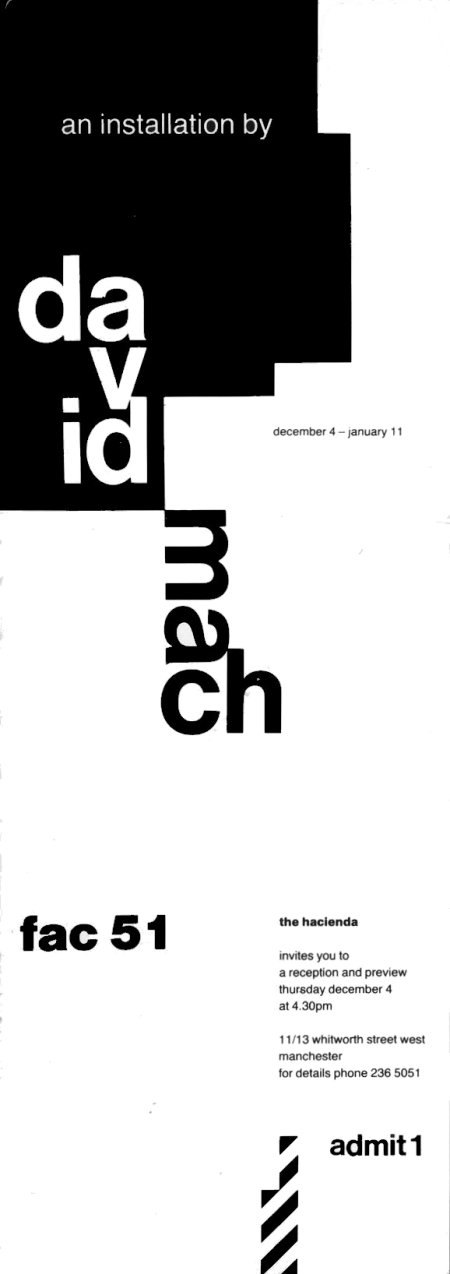 FAC 51 The Hacienda - Installation by David Mach; invitation to preview