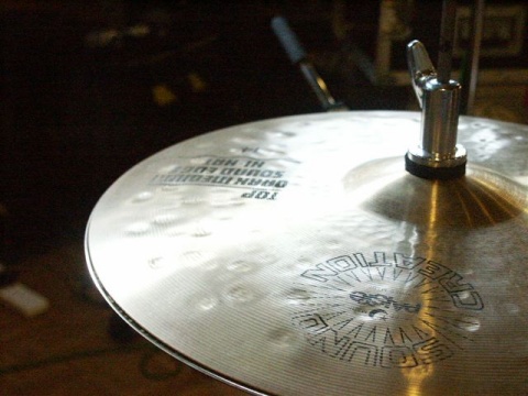 A Certain Ratio in the studio 2005; Donald Johnson's cymbal; Copyright © 2005 A Certain Ratio
