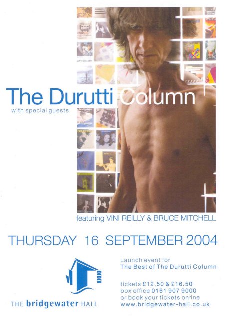 The Durutti Column - Live at Bridgewater Hall, Manchester, Thursday 16 September 2004; flyer front detail