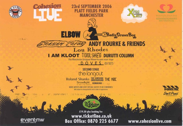 The Durutti Column - Cohesion Live, Platt Fields Park, Manchester, 23 September 2006; flyer