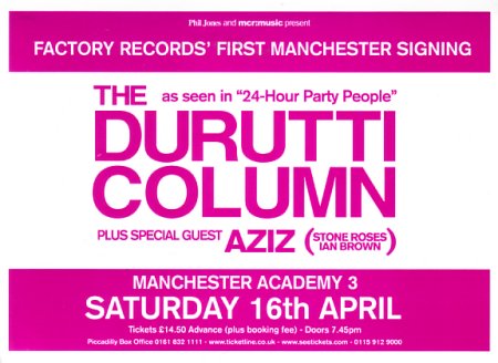 The Durutti Column - Manchester Academy 3 - 16 April 2005; flyer