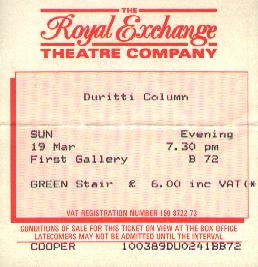 ticket for Royal Exchange concert