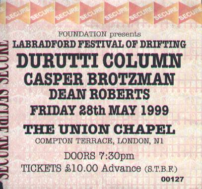 Ticket for DC at the Union Chapel