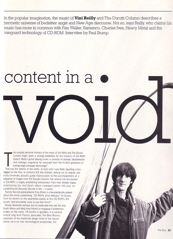 The Wire December 1995 - Durutti Column; front page of article