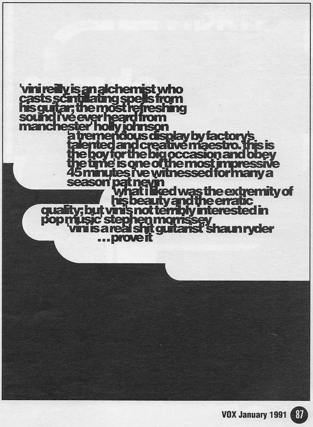 FACT 274 Obey The Time; advertisement in Vox magazine [2 of 3]