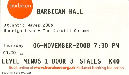 The Durutti Column live at Barbican, London, Thursday 6 November 2008