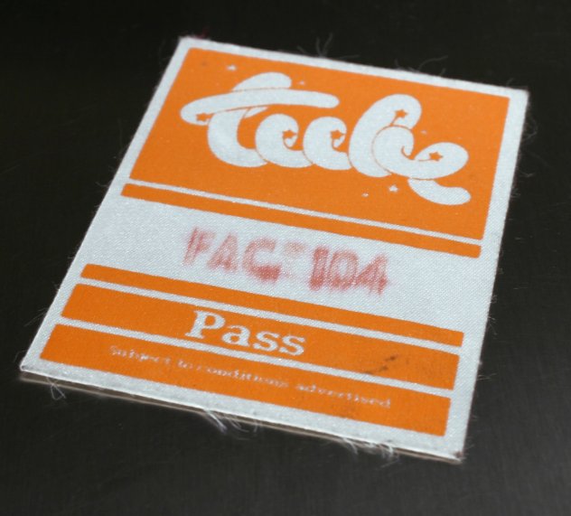 FAC 104 The Tube at FAC 51 the Hacienda; backstage pass with FAC 104 catalogue number