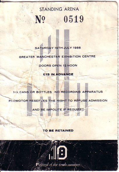 FAC 151 The Festival of the Tenth Summer - The Tenth Event; ticket front detail