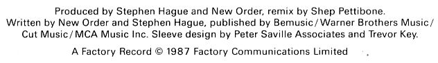 FAC 183r True Faith remix; detail of credits