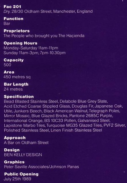 FAC 201 Dry specification; alternative version from a postcard