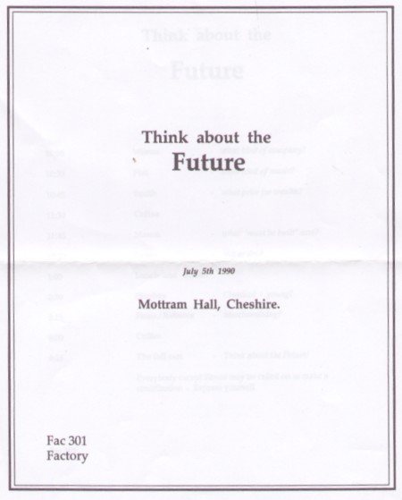FAC 301 Factory Conference 'Think About The Future'; the agenda [1 of 3]