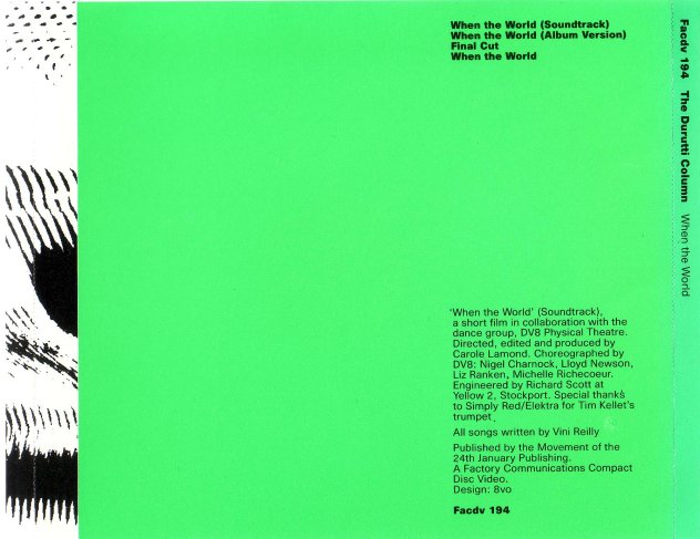 FACDV 194 When The World CD Video; back cover detail