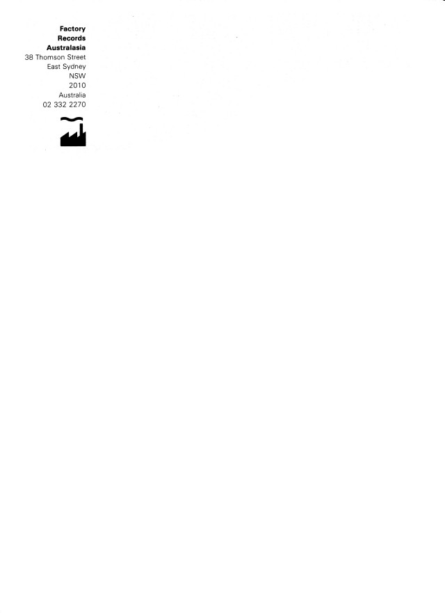 FACOZ Factory Records Australasia Stationery; envelope