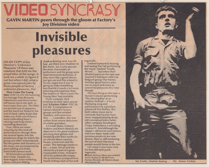 FACT 37 Joy Division; Here Are The Young Men; NME review