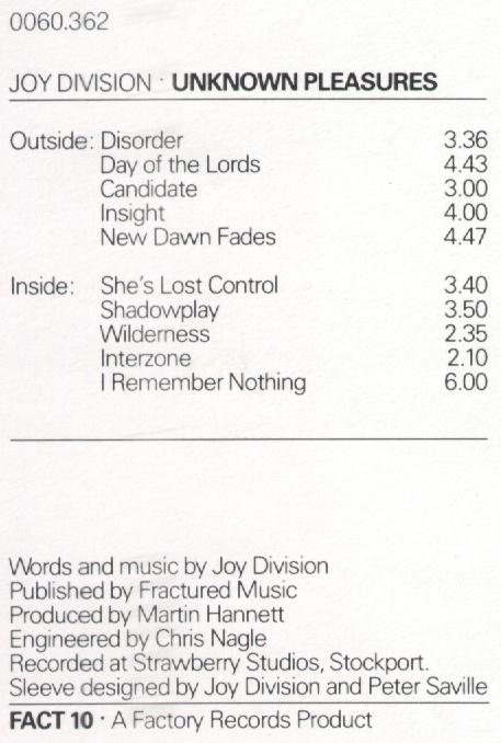 FACT 10 Unknown Pleasures credits