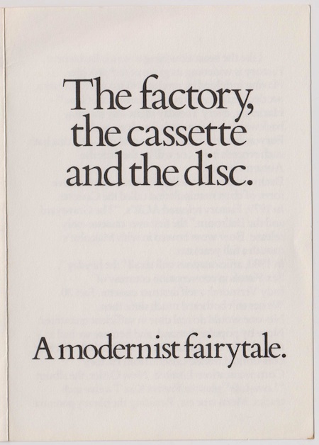 The factory, the cassette and the disc
