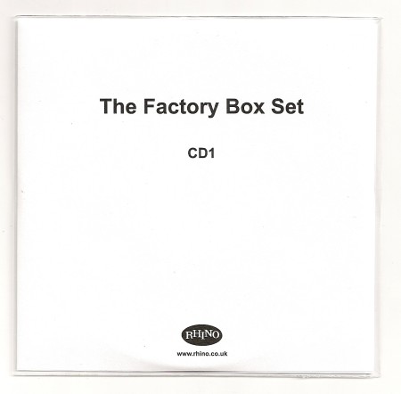 Factory Records: Communications 1978-92 box set [Rhino]; promo disc one front cover detail