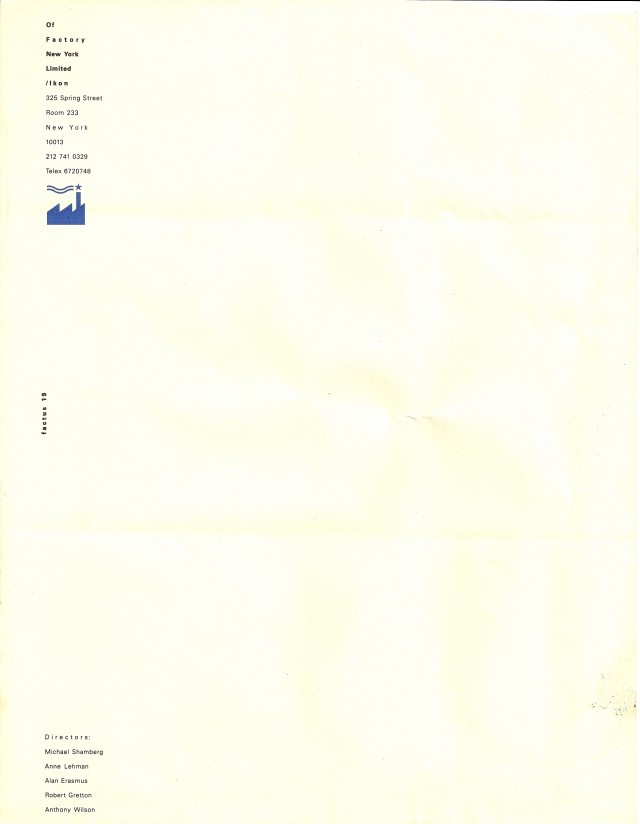 FACTUS 19 Of Factory New York Limited / Ikon Stationery