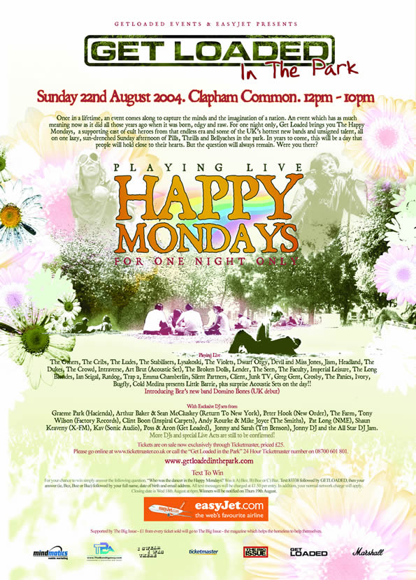 Get Loaded In The Park - Sunday 22 August 2004 - Clapham Common - second flyer