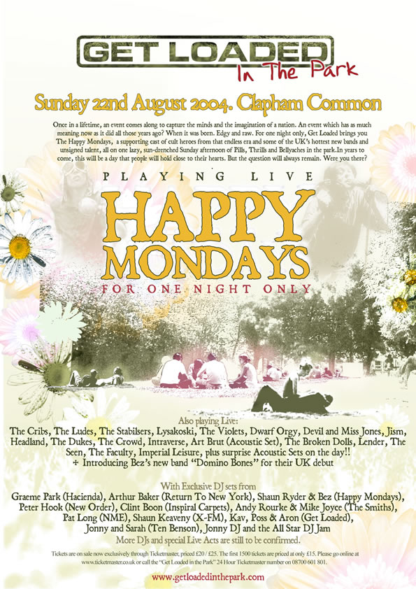 Get Loaded In The Park - Sunday 22 August 2004 - Clapham Common; first flyer