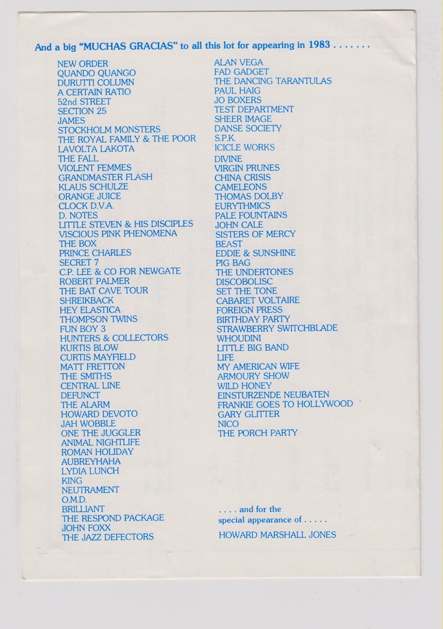 FAC 51 The Hacienda Christmas 1983 flyer