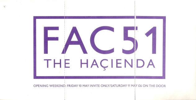 FAC 51 The Hacienda - Thursday, Friday and Saturday - reverse view of perforated flyer