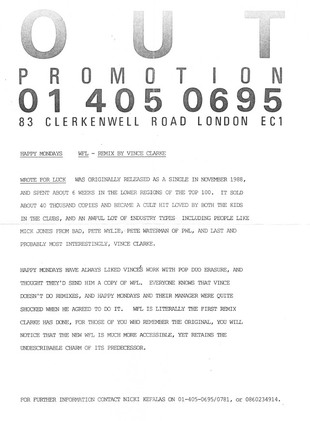 FAC 232 W.F.L.; Out Promotions Press Release