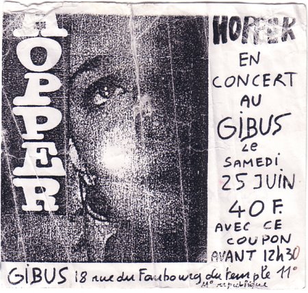 Flyer for Hopper at Le Gibus, Paris