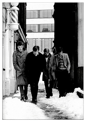 Joy Division - Manchester city centre, 6 January 1979; image by Kevin Cummins taken from 'Joy Division by Kevin Cummins'