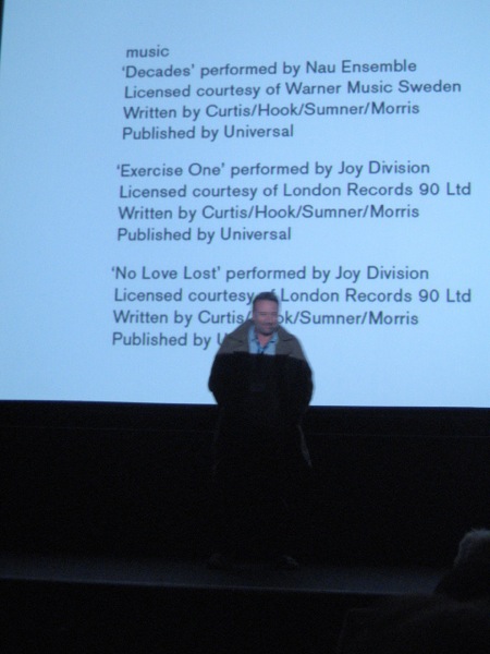 Joy Division film documentary; Hooky at the European Premiere, 7 November 2007, Sheffield