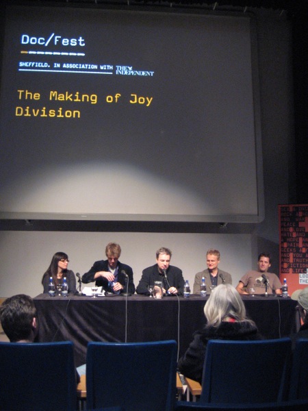 Joy Division film documentary; Making Of masterclass, 11 November 2007, Sheffield [l-r: Jacqui Edenbrow (producer), Grant Gee (director), Paul Morley, Tom Astor (producer), Jerry Chater (editor)]