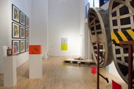 International Orange Stanley Picker Gallery installation view right foreground: Coracles I & II Ben Kelly and Michael Marriott, 2008 photo: www.ellielaycock.com