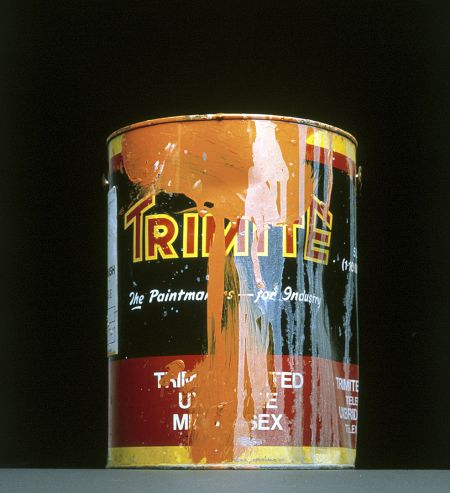 International Orange Trimite Paint Tin 557/Q14/9 Ben Kelly, found object 2008 Photo by Jon Prew