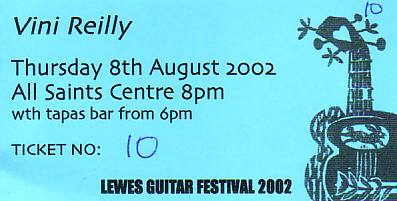 Vini Reilly - Ticket for Lewes Guitar Festival gig