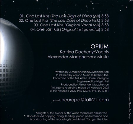 One Last Kiss; inside cover detail