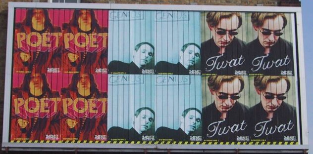 Set of 24 Hour Party people posters on a billboard