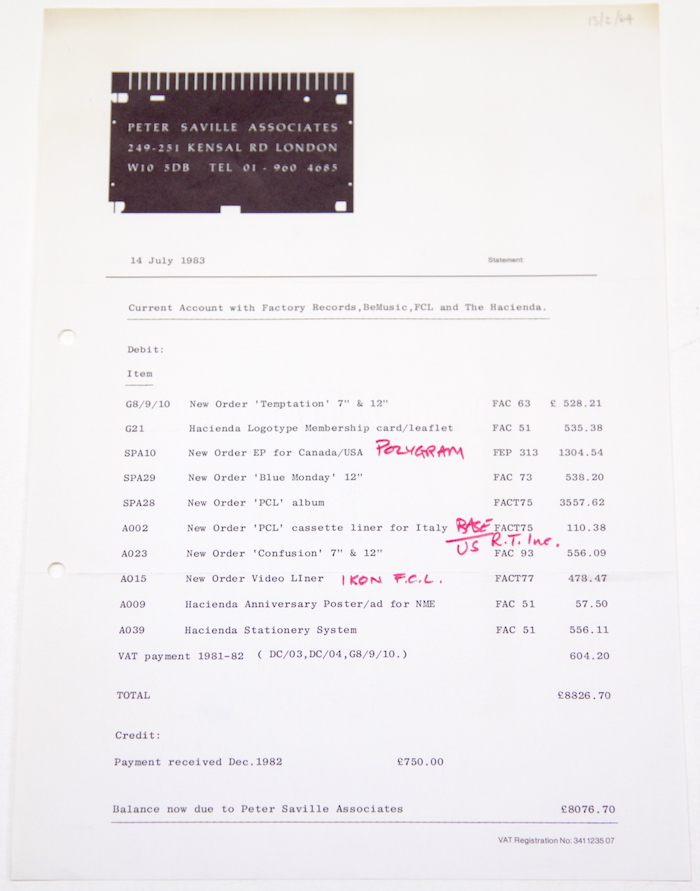 Peter Saville Associates stationery