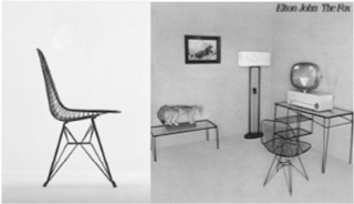 The cover for The Fox by Elton John which includes a very stylish Eames chair