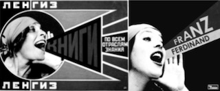 Album cover artwork for Franz Ferdinand's debut album alongside source material by Alexander Rodchenko of the Russian Constructivism movement