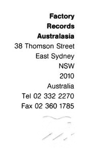 Factory Australasia; letterhead detail with address